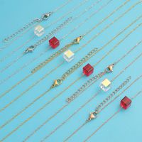 Titanium Steel 18K Gold Plated Simple Style Plating Square Glass Bead Pendant Necklace main image 4