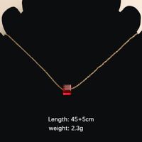 Titanium Steel 18K Gold Plated Simple Style Plating Square Glass Bead Pendant Necklace main image 3
