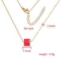 Titanium Steel 18K Gold Plated Simple Style Plating Square Glass Bead Pendant Necklace main image 2