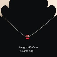 Titanium Steel 18K Gold Plated Simple Style Plating Square Glass Bead Pendant Necklace sku image 2