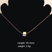 Titanium Steel 18K Gold Plated Simple Style Plating Square Glass Bead Pendant Necklace sku image 4