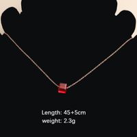 Titanium Steel 18K Gold Plated Simple Style Plating Square Glass Bead Pendant Necklace sku image 6