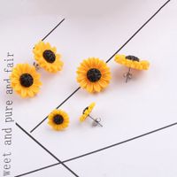 1 Pair Simple Style Sunflower Stainless Steel Resin Resin None Ear Studs main image 1