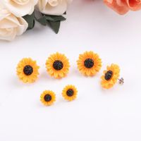 1 Pair Simple Style Sunflower Stainless Steel Resin Resin None Ear Studs main image 5