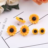 1 Pair Simple Style Sunflower Stainless Steel Resin Resin None Ear Studs main image 2