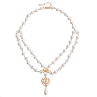 Simple Style Cross Alloy Beaded Women's Layered Necklaces sku image 8