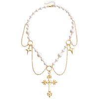 Simple Style Cross Alloy Beaded Women's Layered Necklaces sku image 6