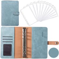 A6 Macaron Leather Notebook Loose-leaf Binder Refillable With 12 Loose-leaf Zipper Bag Bill Change Storage Book sku image 29