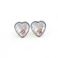 1 Pair Sweet Heart Shape Fish Scales Metal Stainless Steel Resin None Ear Studs main image 3