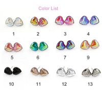 1 Pair Sweet Heart Shape Fish Scales Metal Stainless Steel Resin None Ear Studs main image 5
