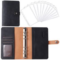 A6 Macaron Leather Notebook Loose-leaf Binder Refillable With 12 Loose-leaf Zipper Bag Bill Change Storage Book sku image 32