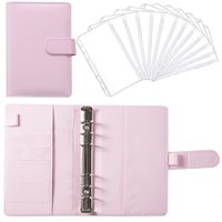 A6 Macaron Leather Notebook Loose-leaf Binder Refillable With 12 Loose-leaf Zipper Bag Bill Change Storage Book sku image 36