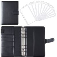 A6 Macaron Leather Notebook Loose-leaf Binder Refillable With 12 Loose-leaf Zipper Bag Bill Change Storage Book sku image 37