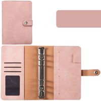 A6 Macaron Leather Notebook Loose-leaf Binder Refillable With 12 Loose-leaf Zipper Bag Bill Change Storage Book sku image 7