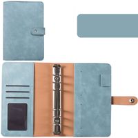 A6 Macaron Leather Notebook Loose-leaf Binder Refillable With 12 Loose-leaf Zipper Bag Bill Change Storage Book sku image 8