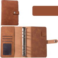 A6 Macaron Leather Notebook Loose-leaf Binder Refillable With 12 Loose-leaf Zipper Bag Bill Change Storage Book sku image 9