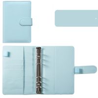 A6 Macaron Leather Notebook Loose-leaf Binder Refillable With 12 Loose-leaf Zipper Bag Bill Change Storage Book sku image 12