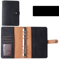 A6 Macaron Leather Notebook Loose-leaf Binder Refillable With 12 Loose-leaf Zipper Bag Bill Change Storage Book sku image 15