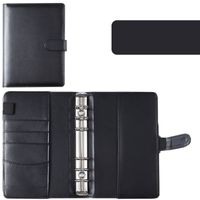 A6 Macaron Leather Notebook Loose-leaf Binder Refillable With 12 Loose-leaf Zipper Bag Bill Change Storage Book sku image 16