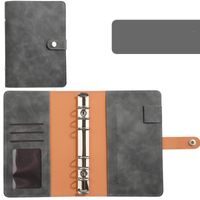 A6 Macaron Leather Notebook Loose-leaf Binder Refillable With 12 Loose-leaf Zipper Bag Bill Change Storage Book sku image 17
