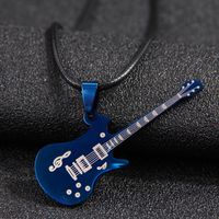 Hip-hop Guitar Skull Stainless Steel Men's Pendant Necklace sku image 13