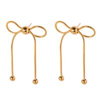 1 Pair Simple Style Bow Knot Plating Stainless Steel 18k Gold Plated Drop Earrings main image 4