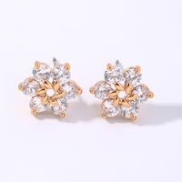 1 Paire Décontractée Style Simple Brillant Fleur Placage Incruster Le Cuivre Zircon Boucles D'Oreilles main image 4