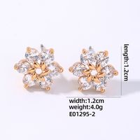 1 Pair Casual Simple Style Shiny Flower Plating Inlay Copper Zircon Ear Studs sku image 1