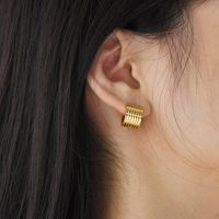 1 Pair Simple Style Streetwear Solid Color Plating 304 Stainless Steel 18K Gold Plated Hoop Earrings main image 6