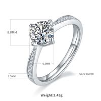 Wedding Romantic Shiny Round Sterling Silver Gra Plating Inlay Moissanite White Gold Plated Rings sku image 1
