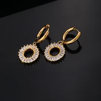 1 Pair Hip-hop Vintage Style Luxurious Pentagram Plating Inlay Stainless Steel Copper Zircon Gold Plated Drop Earrings main image 5