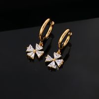 1 Pair Hip-hop Vintage Style Luxurious Pentagram Plating Inlay Stainless Steel Copper Zircon Gold Plated Drop Earrings main image 4