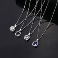 304 Stainless Steel Alloy Silver Plated Hip-Hop Vintage Style Simple Style Plating Inlay Square Zircon Pendant Necklace main image 1