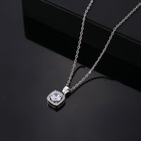 304 Stainless Steel Alloy Silver Plated Hip-Hop Vintage Style Simple Style Plating Inlay Square Zircon Pendant Necklace main image 4