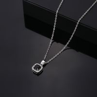304 Stainless Steel Alloy Silver Plated Hip-Hop Vintage Style Simple Style Plating Inlay Square Zircon Pendant Necklace main image 6