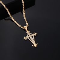 Hip-hop Vintage Style Simple Style Cross Copper Plating Inlay Zircon Gold Plated Silver Plated Men's Pendant Necklace main image 2