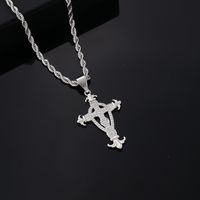 Hip-hop Vintage Style Simple Style Cross Copper Plating Inlay Zircon Gold Plated Silver Plated Men's Pendant Necklace main image 3