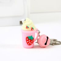 Cute Ice Cream Bear Strawberry Pvc Women's Keychain main image 1