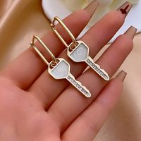 1 Pair Y2k Original Design Simple Style Key Plating Inlay Copper Zircon Gold Plated Drop Earrings main image 3