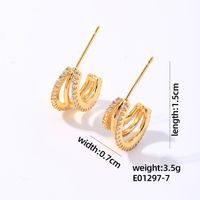 1 Pair IG Style Original Design Simple Style C Shape Semicircle Plating Inlay Copper Zircon Gold Plated Ear Studs sku image 1
