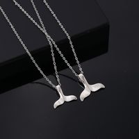 Hip-hop Vintage Style Simple Style Fish Tail Titanium Steel Plating Silver Plated Pendant Necklace main image 4