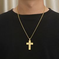 Stainless Steel 18K Gold Plated Hip-Hop Simple Style Plating Cross Pendant Necklace main image 5