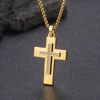 Stainless Steel 18K Gold Plated Hip-Hop Simple Style Plating Cross Pendant Necklace main image 4