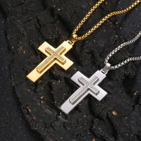 Stainless Steel 18K Gold Plated Hip-Hop Simple Style Plating Cross Pendant Necklace main image 1