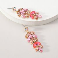 1 Pair Elegant Simple Style Geometric Leaves Inlay Alloy Glass Zircon Drop Earrings sku image 3