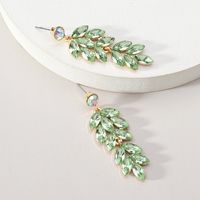1 Pair Elegant Simple Style Geometric Leaves Inlay Alloy Glass Zircon Drop Earrings sku image 6