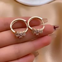 1 Pair Ig Style Lady Simple Style Round Water Droplets Flower Plating Inlay Copper Zircon Rose Gold Plated White Gold Plated Gold Plated Earrings main image 9