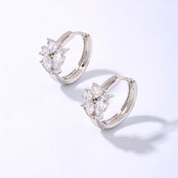 1 Pair Ig Style Lady Simple Style Round Water Droplets Flower Plating Inlay Copper Zircon Rose Gold Plated White Gold Plated Gold Plated Earrings main image 2