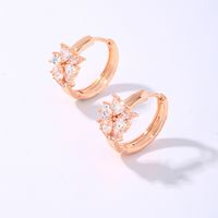 1 Pair Ig Style Lady Simple Style Round Water Droplets Flower Plating Inlay Copper Zircon Rose Gold Plated White Gold Plated Gold Plated Earrings main image 1