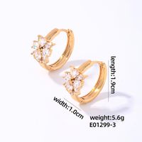 1 Pair Ig Style Lady Simple Style Round Water Droplets Flower Plating Inlay Copper Zircon Rose Gold Plated White Gold Plated Gold Plated Earrings sku image 3